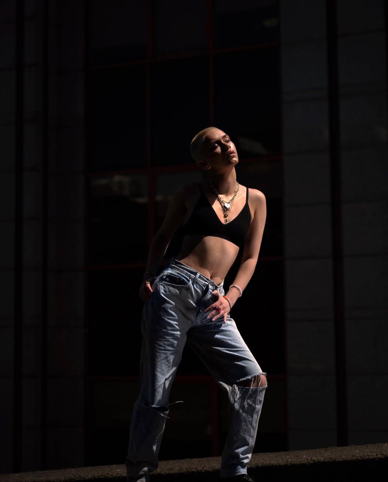 Cinematic portrait in low light